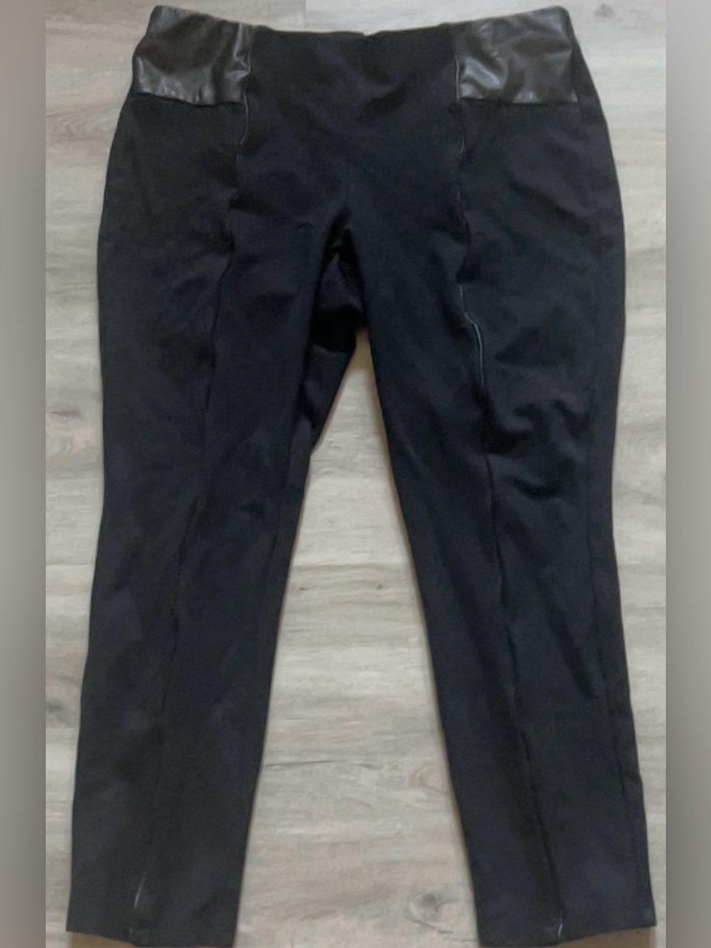 Nanette Nanette Lepore Womens Black Faux Leather Trim Pull On Ponte Pants Sz XL